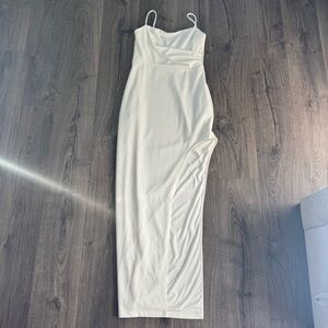 Windsor White Spaghetti Strap full length Dress size large women open slit